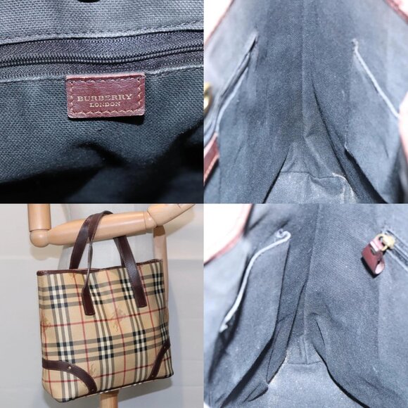 BURBERRY Nova Check Hand Bag PVC Beige Auth 93196 - Picture 13 of 14